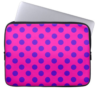 Protection Pour Ordinateur Portable Pois bleus sur fuchsia