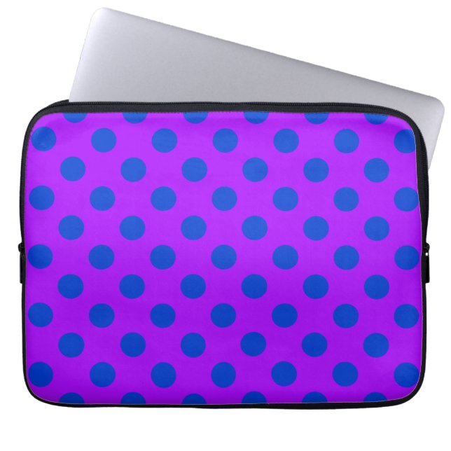 Protection Pour Ordinateur Portable Pois bleus sur violet (Devant)