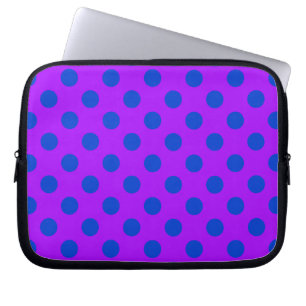 Protection Pour Ordinateur Portable Pois bleus sur violet