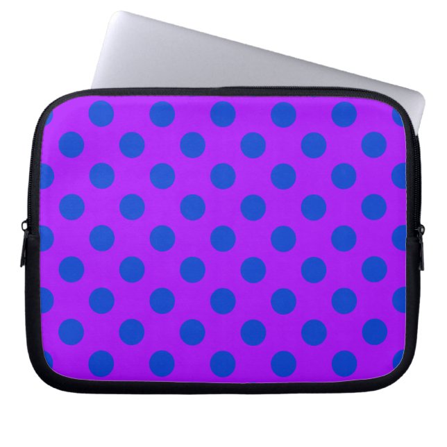 Protection Pour Ordinateur Portable Pois bleus sur violet (Devant)