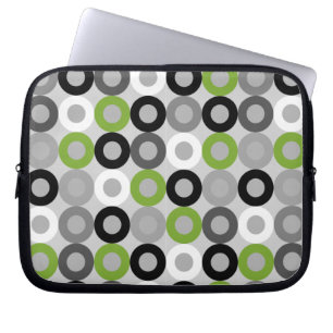 Protection Pour Ordinateur Portable Pois d'ordinateur portable moderne vert, noir et b