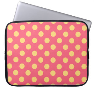 Protection Pour Ordinateur Portable Pois jaunes sur corail