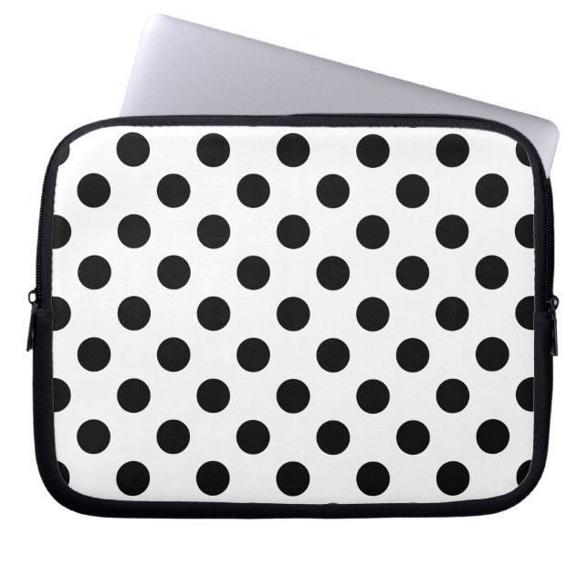 Protection Pour Ordinateur Portable Pois noirs en blanc (Devant)