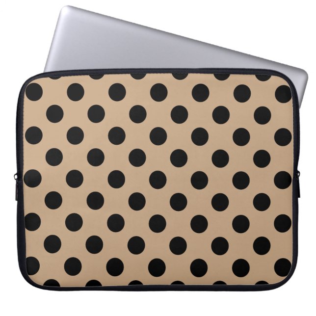 Protection Pour Ordinateur Portable Pois noirs sur beige (Devant)