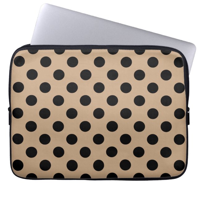 Protection Pour Ordinateur Portable Pois noirs sur beige (Devant)