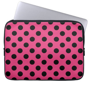 Protection Pour Ordinateur Portable Pois noirs sur fuchsia
