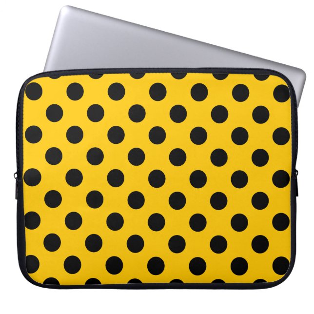 Protection Pour Ordinateur Portable Pois noirs sur jaune (Devant)
