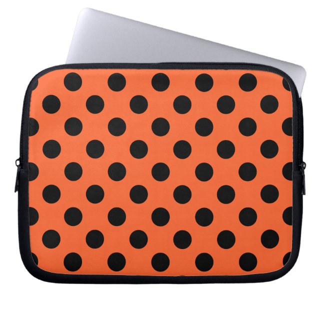 Protection Pour Ordinateur Portable Pois noirs sur orange (Devant)
