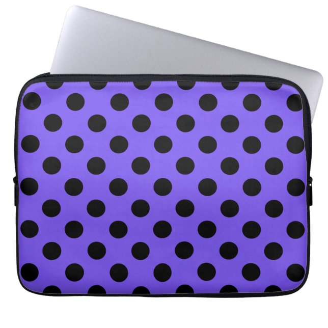 Protection Pour Ordinateur Portable Pois noirs sur perwinkle (Devant)