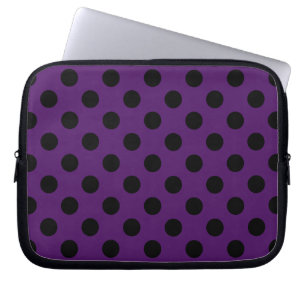 Protection Pour Ordinateur Portable Pois noirs sur prune violette