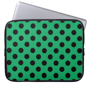 Protection Pour Ordinateur Portable Pois noirs sur vert frais