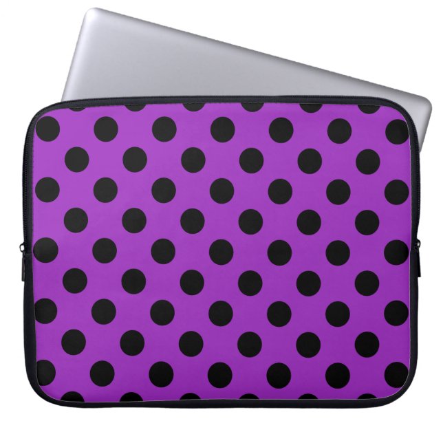 Protection Pour Ordinateur Portable Pois noirs sur violet (Devant)