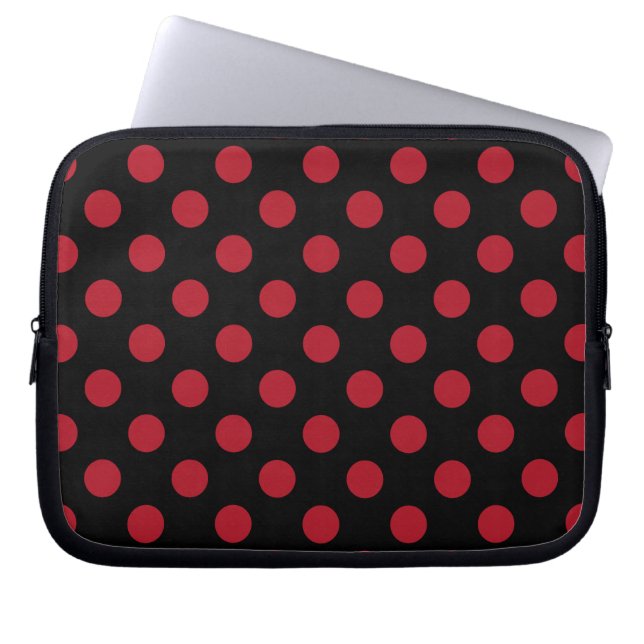 Protection Pour Ordinateur Portable Pois rouge et noir (Devant)