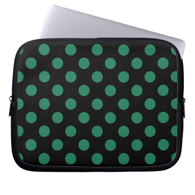 Protection Pour Ordinateur Portable Pois vert et noir (Devant)