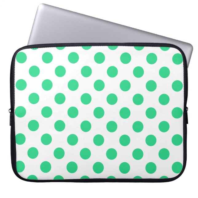 Protection Pour Ordinateur Portable Pois verts et blancs (Devant)