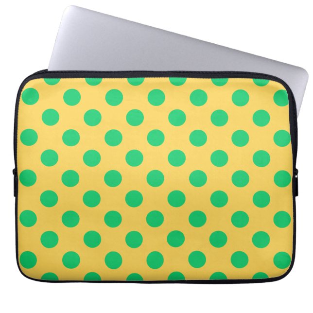 Protection Pour Ordinateur Portable Pois verts sur jaune (Devant)