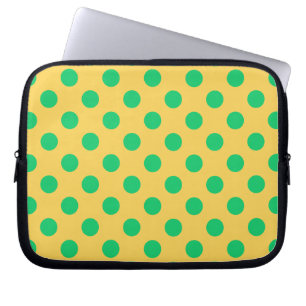 Protection Pour Ordinateur Portable Pois verts sur jaune