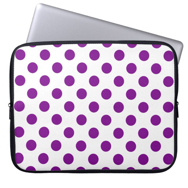 Protection Pour Ordinateur Portable Pois violets et blancs (Devant)