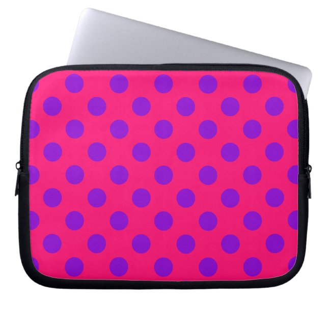 Protection Pour Ordinateur Portable Pois violets sur cerise (Devant)