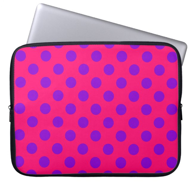 Protection Pour Ordinateur Portable Pois violets sur cerise (Devant)