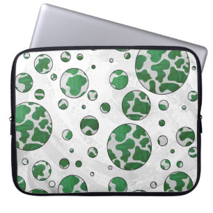 Protection Pour Ordinateur Portable Polis Dot Vache vert et blanc Impression