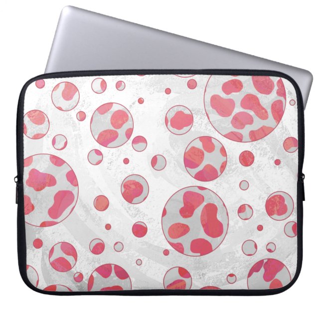 Protection Pour Ordinateur Portable Polka Dot Dalmatie rose et blanc (Devant)