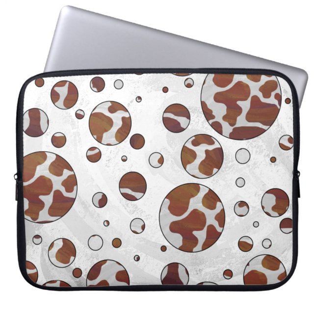 Protection Pour Ordinateur Portable Polka Dot Vache Brown et blanche (Devant)