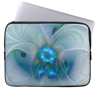 Protection Pour Ordinateur Portable Position, Abstrait bleu turquoise fractal
