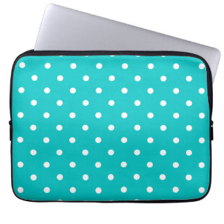 Protection Pour Ordinateur Portable Pots blancs, Motif Polka Dot Turquoise.