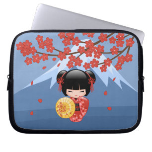 Protection Pour Ordinateur Portable Poupée rouge Sakura Kokeshi - mignonne Geisha Girl