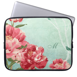 Protection Pour Ordinateur Portable Pretty Retro Flower Home Decor Chintz Peony n Bird