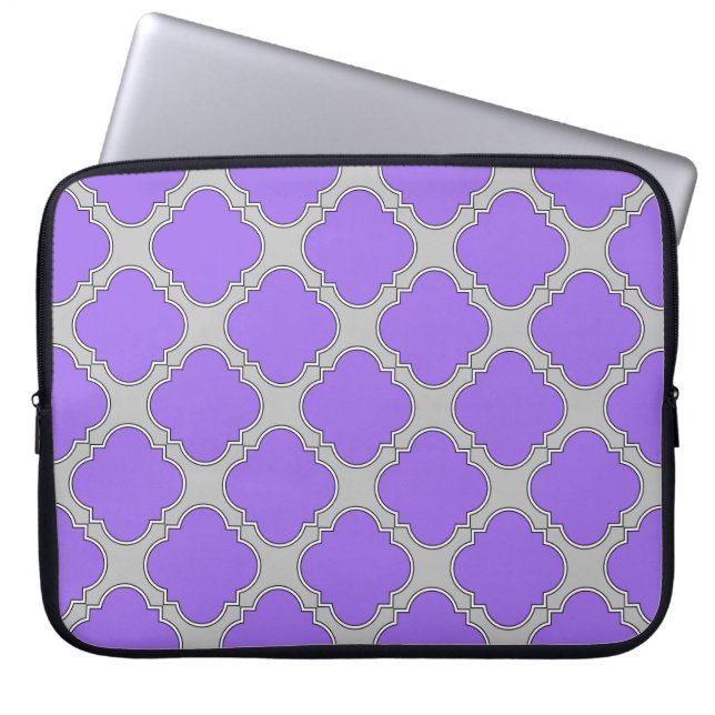 Protection Pour Ordinateur Portable Quatrefoil violet et gris (Devant)