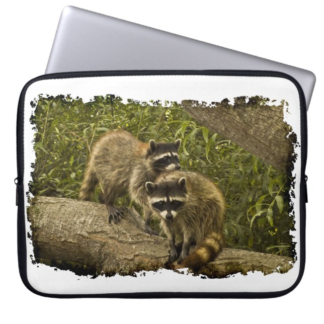 Protection Pour Ordinateur Portable Raccoons Bord blanc (Devant)