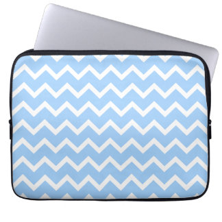 Protection Pour Ordinateur Portable Rayures bleu-clair et blanches de zigzag