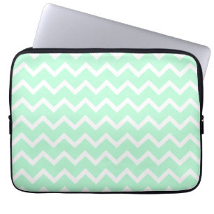 Protection Pour Ordinateur Portable Rayures vertes en bon état de Chevron de zigzag