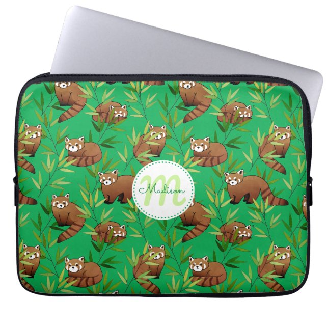 Protection Pour Ordinateur Portable Red Panda & Bamboo Leaves Pattern (Devant)