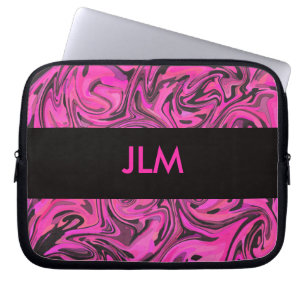 Protection Pour Ordinateur Portable Remous liquide de roses indien et de noir