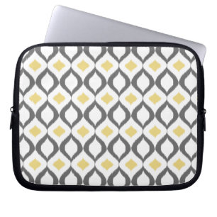 Protection Pour Ordinateur Portable Retro Geometric Ikat Yellow Gray Pattern