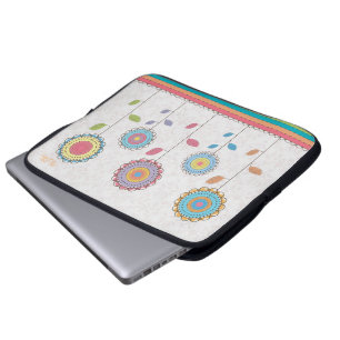 Protection Pour Ordinateur Portable Retro Vector Rainbow Flower Garden Abstrait