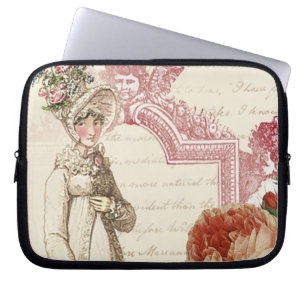 Protection Pour Ordinateur Portable Romantic Jane Austen feminine délicate pink