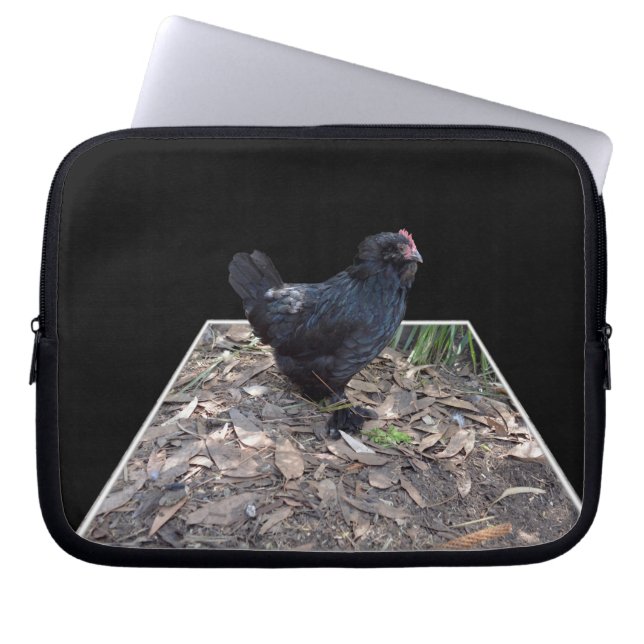 Protection Pour Ordinateur Portable Rooster Noir Fluffé, (Devant)