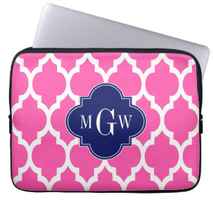 Protection Pour Ordinateur Portable Rose Chaud #2 Blanc Marocain #4 Navy Monogramme No