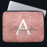 Protection Pour Ordinateur Portable Rose Rose Or Étincelle Moderne Monogramme Nom<br><div class="desc">Pink Rose Gold Sparkle Moderne Monogramme Nom Sleeve. Cette manche peut être customisée pour inclure votre nom initial et prénom.</div>