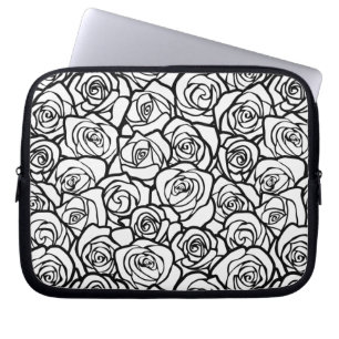 Protection Pour Ordinateur Portable Roses Vintages en noir et blanc