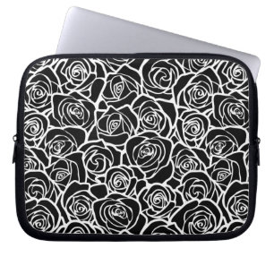 Protection Pour Ordinateur Portable Roses Vintages en noir et blanc