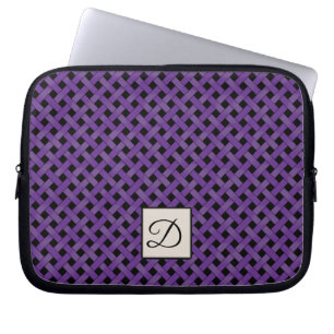 Protection Pour Ordinateur Portable Rotin violet tissé sur noir personnalisé avec mono