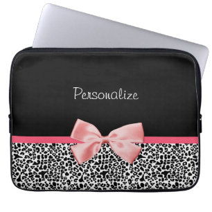 Protection Pour Ordinateur Portable Ruban noir et blanc à la mode de rose d'empreinte