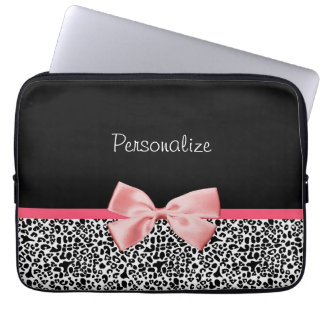 Protection Pour Ordinateur Portable Ruban noir et blanc à la mode de rose d'empreinte