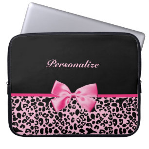 Protection Pour Ordinateur Portable Ruban rose et noir à la mode de roses indien de