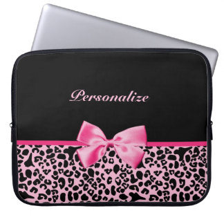 Protection Pour Ordinateur Portable Ruban rose et noir à la mode de roses indien de